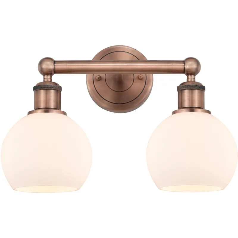 Athens 2 Light 15 inch Antique Copper Bath Vanity Light Wall Light in Matte White