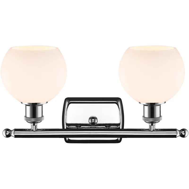 Ballston Athens 2 Light 16 inch Polished Chrome Bath Vanity Light Wall Light in Matte White Glass
