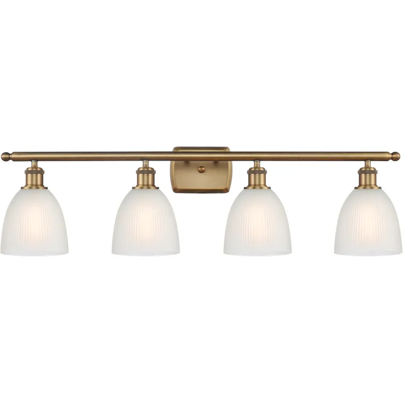 Ballston Castile LED 36 inch Brushed Brass Bath Vanity Light Wall Light in White Glass, Ballston