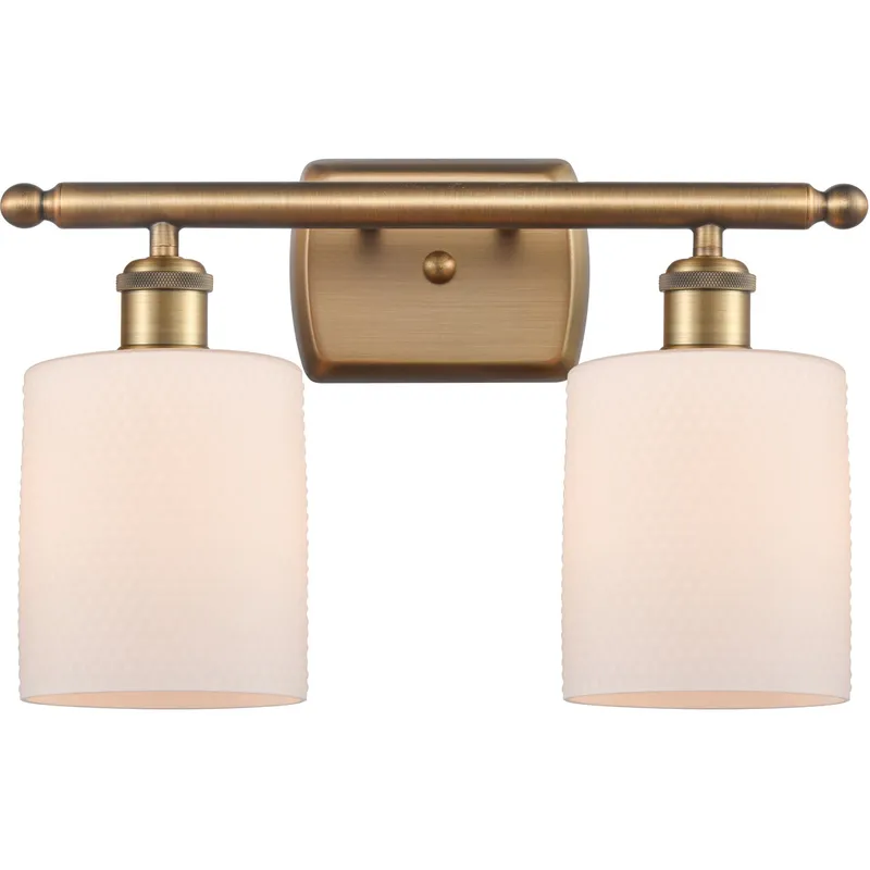 Ballston Cobbleskill LED 16 inch Brushed Brass Bath Vanity Light Wall Light in Matte White Glass, Ballston
