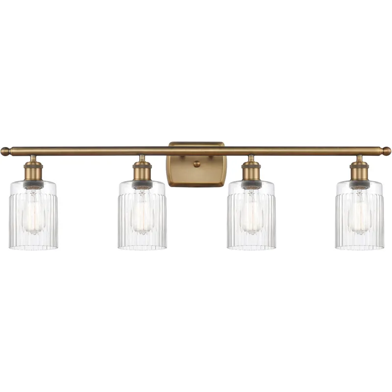 Ballston Hadley LED 36 inch Brushed Brass Bath Vanity Light Wall Light in Clear Glass, Ballston