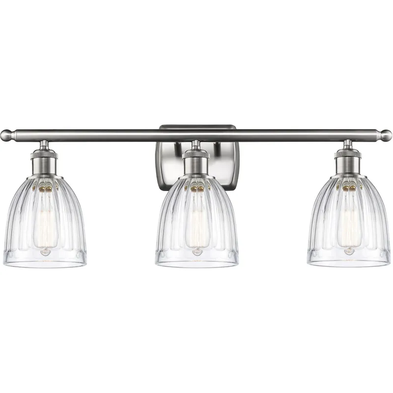 Ballston Brookfield 3 Light 26 inch Brushed Satin Nickel Bath Vanity Light Wall Light in Clear Glass, Ballston