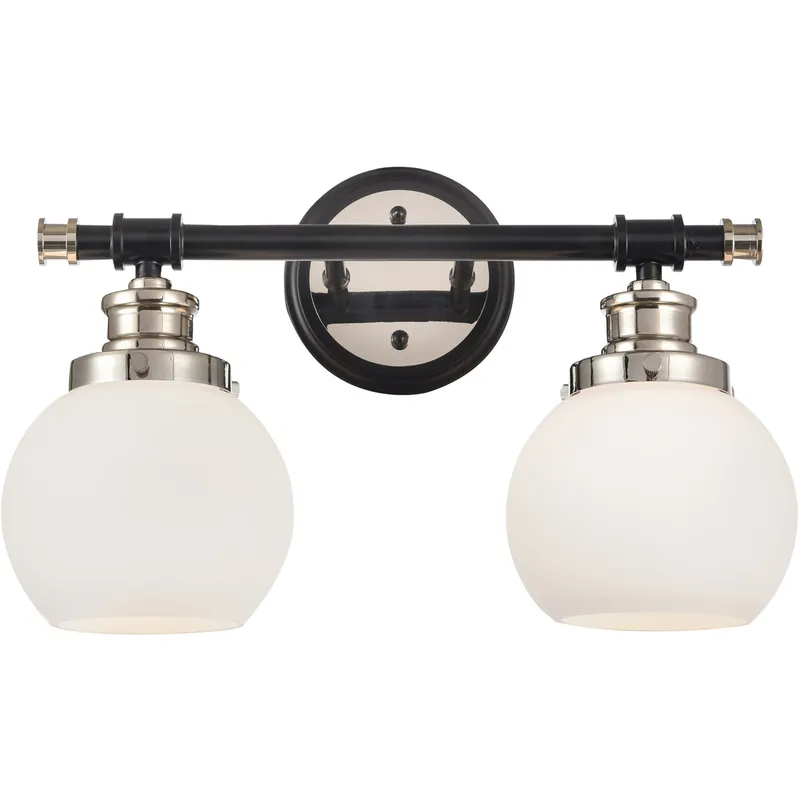 Saybrook LED 16.25 inch Black Polished Nickel Bath Vanity Light Wall Light in Matte White Glass