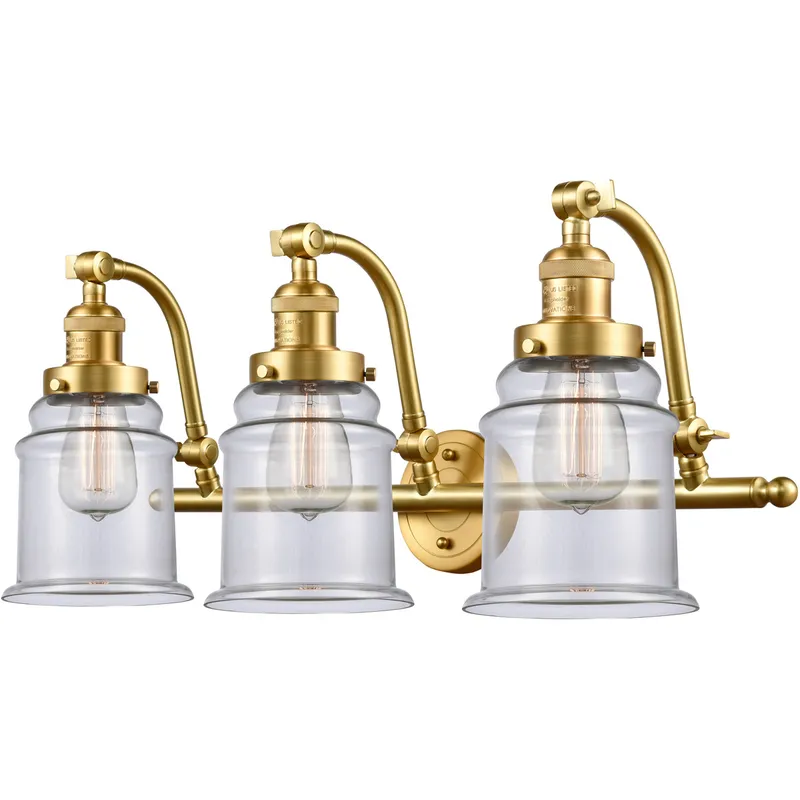 Franklin Restoration Canton LED 28 inch Satin Gold Bath Vanity Light Wall Light in Clear Glass, Franklin Restoration