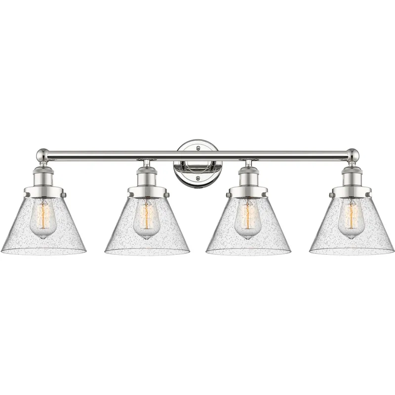 Cone 4 Light 33.5 inch Polished Nickel Bath Vanity Light Wall Light in Seedy