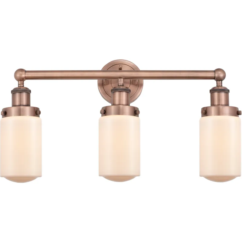 Dover 3 Light 24.5 inch Antique Copper Bath Vanity Light Wall Light in Matte White