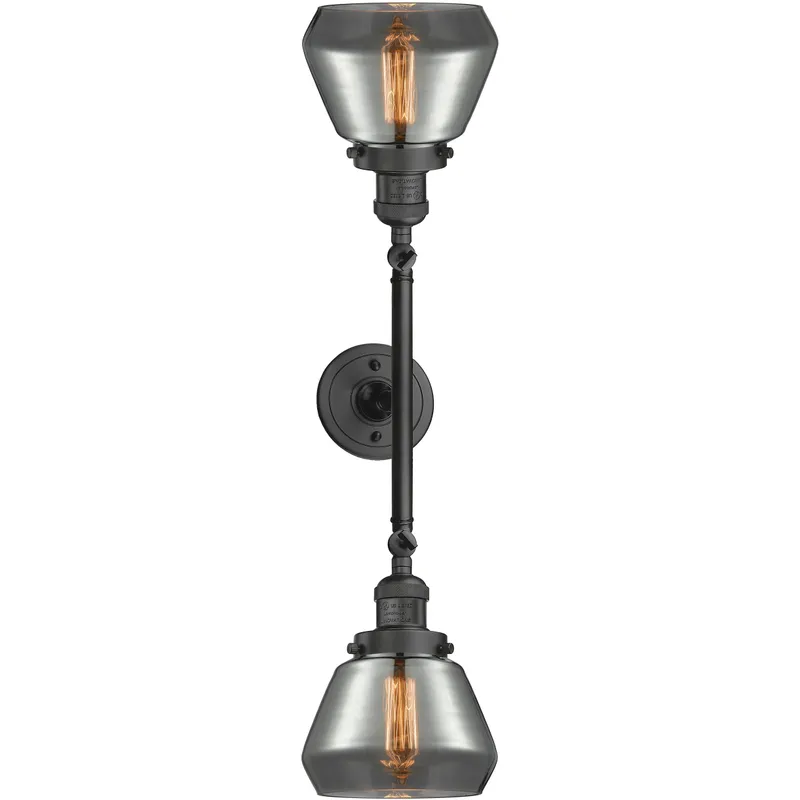 Franklin Restoration Fulton 2 Light 16.5 inch Oil Rubbed Bronze Bath Vanity Light Wall Light in Light Smoke Glass, Franklin Restoration