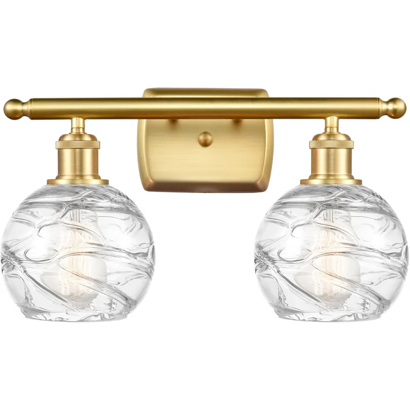 Ballston Small Deco Swirl 2 Light 16 inch Satin Gold Bath Vanity Light Wall Light, Ballston