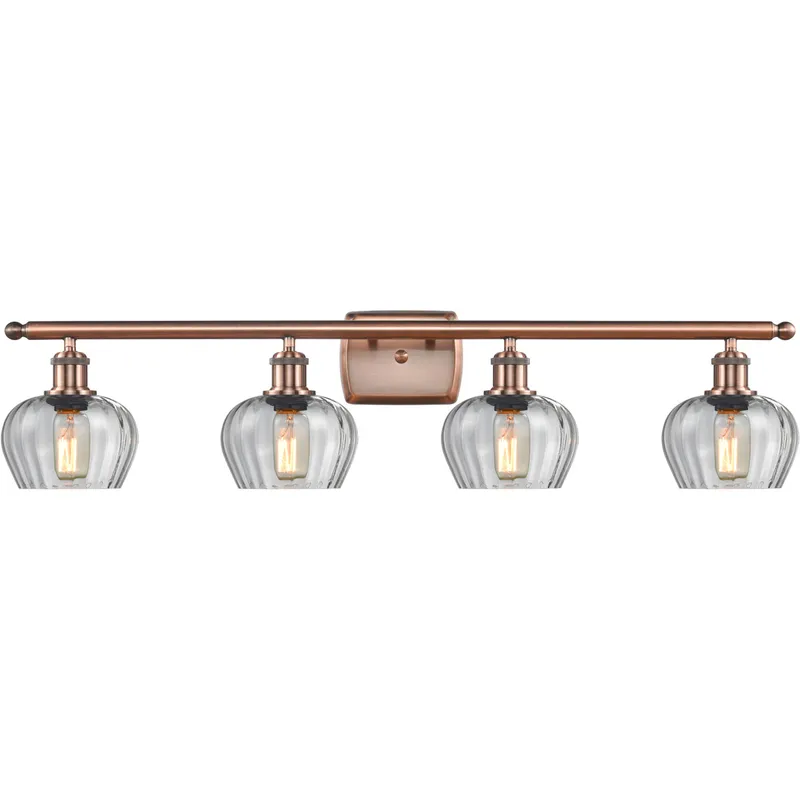 Ballston Fenton 4 Light 36 inch Antique Copper Bath Vanity Light Wall Light in Clear Glass, Ballston