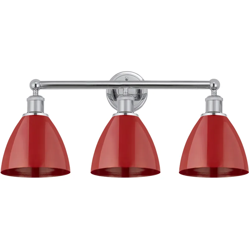 Plymouth Dome 3 Light 25.5 inch Polished Chrome Bath Vanity Light Wall Light in Red