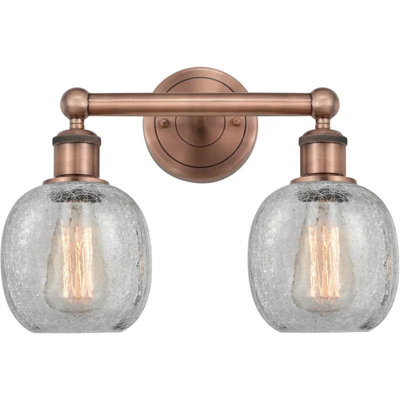 Belfast 2 Light 15 inch Antique Copper Bath Vanity Light Wall Light in Clear Crackle