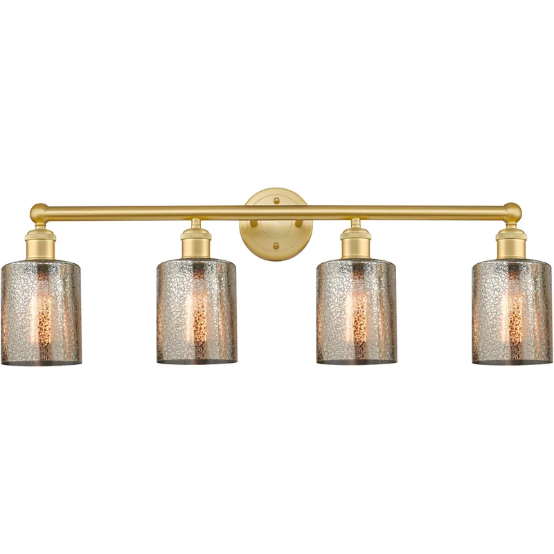 Cobbleskill 4 Light 32 inch Satin Gold Bath Vanity Light Wall Light in Mercury