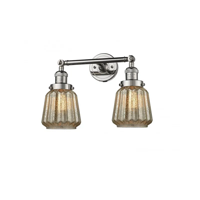 Franklin Restoration Chatham LED 16 inch Polished Nickel Bath Vanity Light Wall Light in Mercury Glass, Franklin Restoration