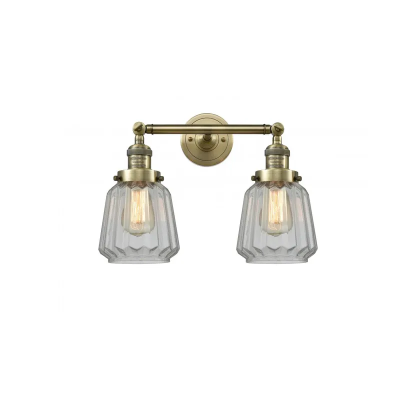 Franklin Restoration Chatham LED 16 inch Antique Brass Bath Vanity Light Wall Light in Clear Glass, Franklin Restoration