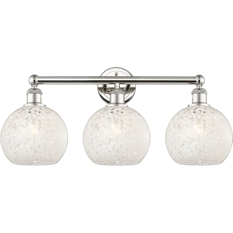 Edison White Mouchette 3 Light 26 inch Polished Nickel Bath Vanity Light Wall Light