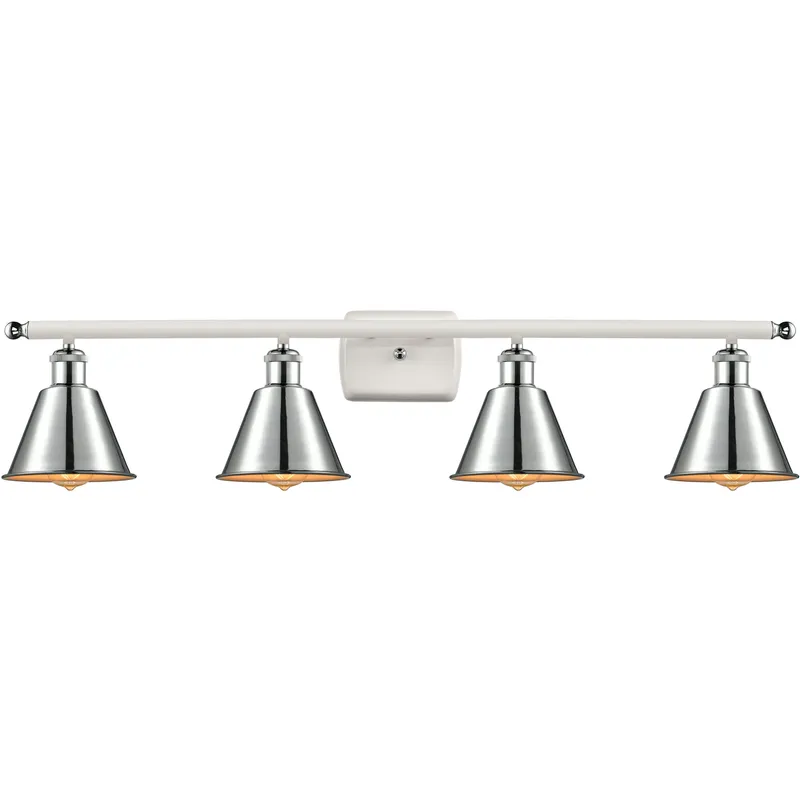 Ballston Smithfield 4 Light 36 inch White and Polished Chrome Bath Vanity Light Wall Light, Ballston