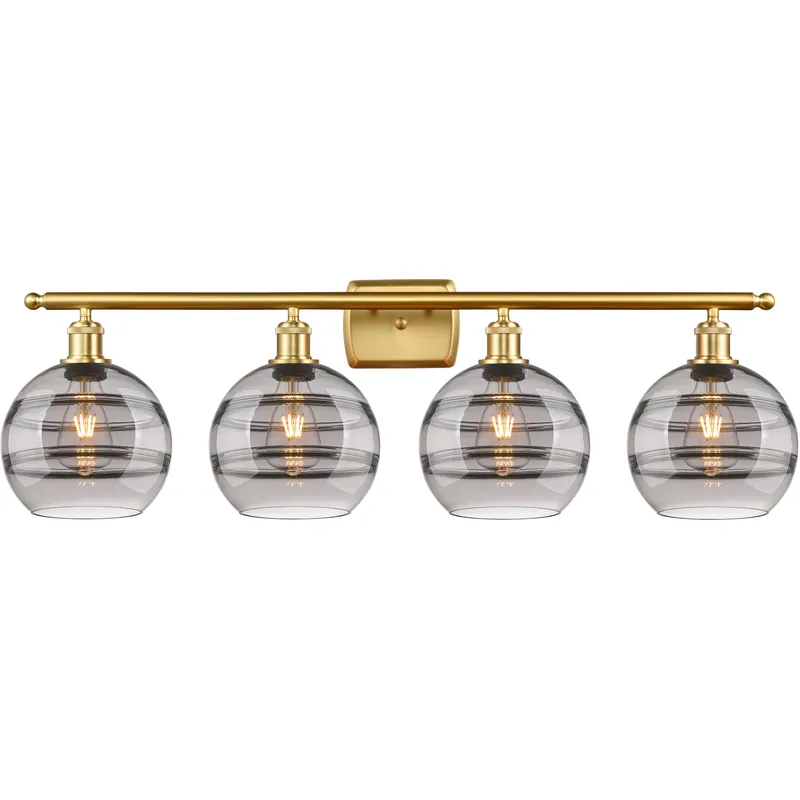 Ballston Rochester 4 Light 38 inch Satin Gold Bath Vanity Light Wall Light
