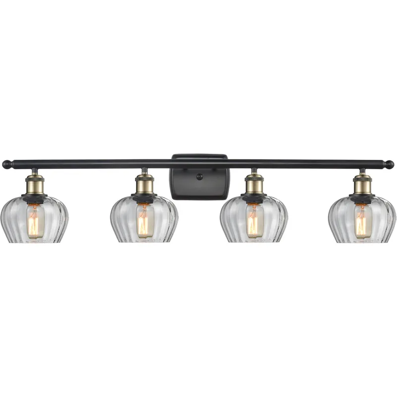 Ballston Fenton 4 Light 36 inch Black Antique Brass Bath Vanity Light Wall Light in Clear Glass, Ballston