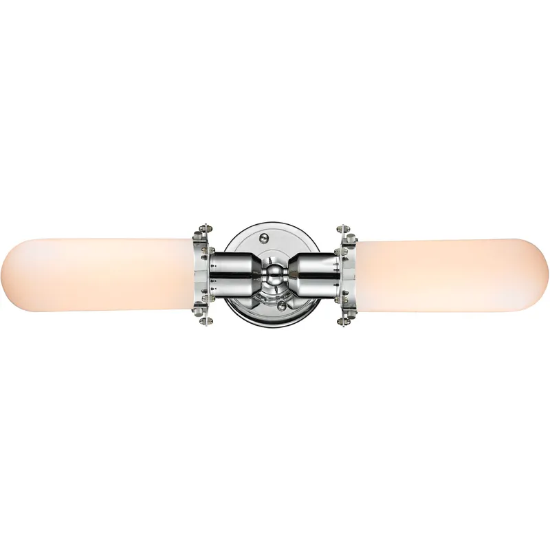 Austere Centri 2 Light 22 inch Polished Chrome Bath Vanity Light Wall Light in Incandescent, Matte White Glass, Austere