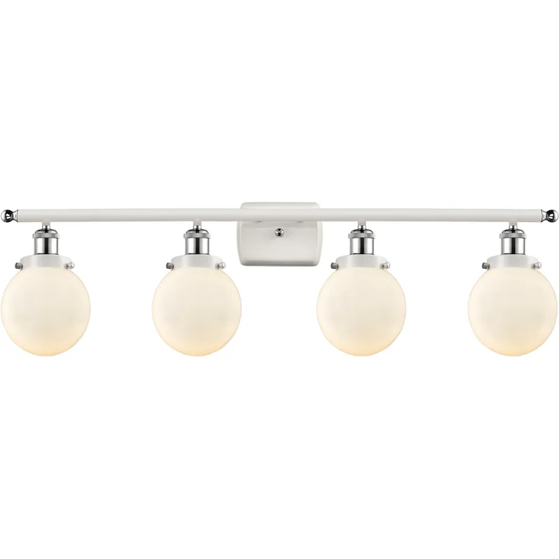 Ballston Beacon 4 Light 36 inch White and Polished Chrome Bath Vanity Light Wall Light in Matte White Glass