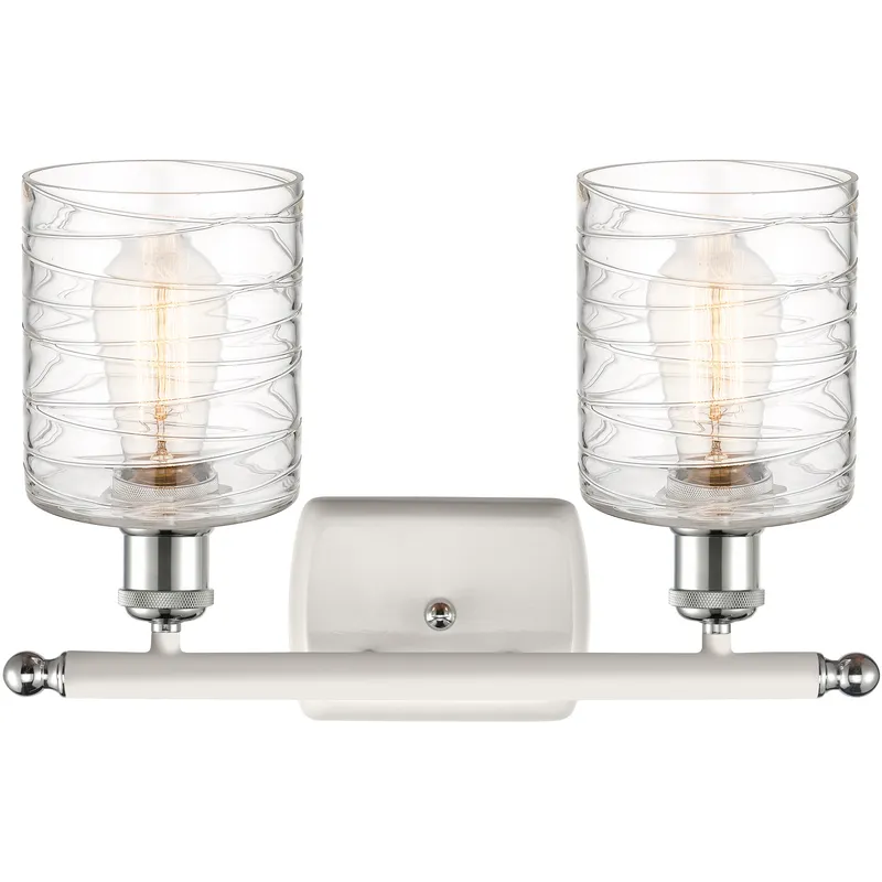 Ballston Cobbleskill LED 16 inch White and Polished Chrome Bath Vanity Light Wall Light in Deco Swirl Glass
