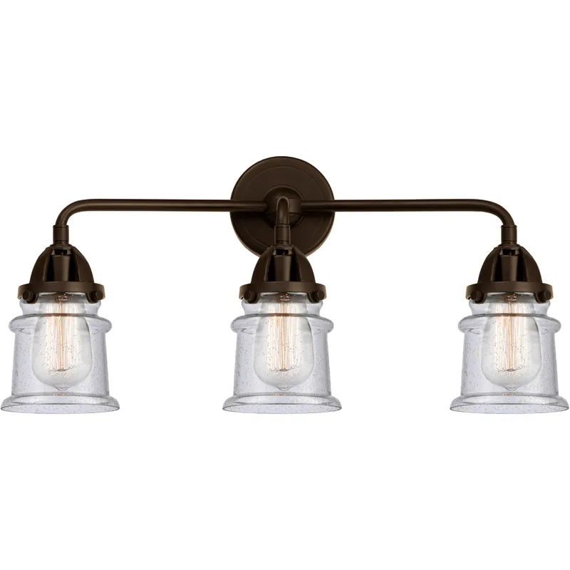 Nouveau 2 Small Canton LED 23.25 inch Oil Rubbed Bronze Bath Vanity Light Wall Light in Seedy Glass