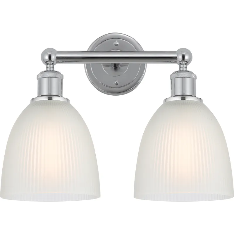 Edison Castile 2 Light 15 inch Polished Chrome Bath Vanity Light Wall Light in White