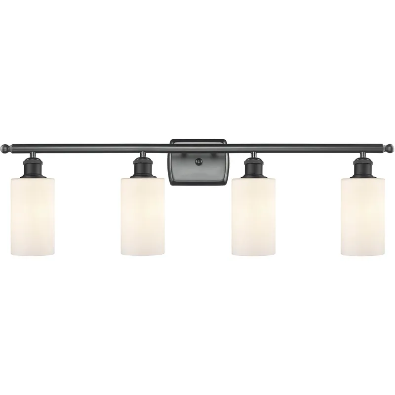 Ballston Clymer LED 36 inch Matte Black Bath Vanity Light Wall Light in Matte White Glass, Ballston