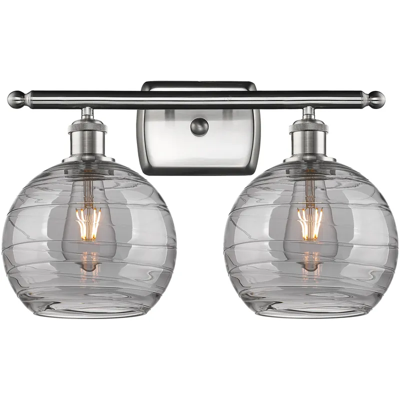 Ballston Athens Deco Swirl 2 Light 18 inch Brushed Satin Nickel Bath Vanity Light Wall Light