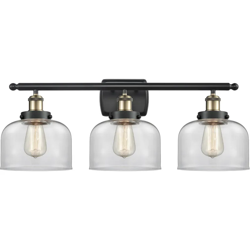 Ballston Large Bell LED 26 inch Black Antique Brass Bath Vanity Light Wall Light in Clear Glass