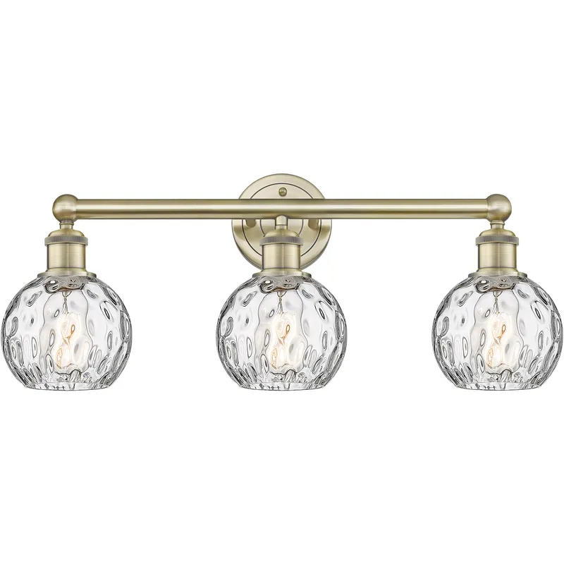 Athens Water Glass 3 Light 24 inch Antique Brass Bath Vanity Light Wall Light