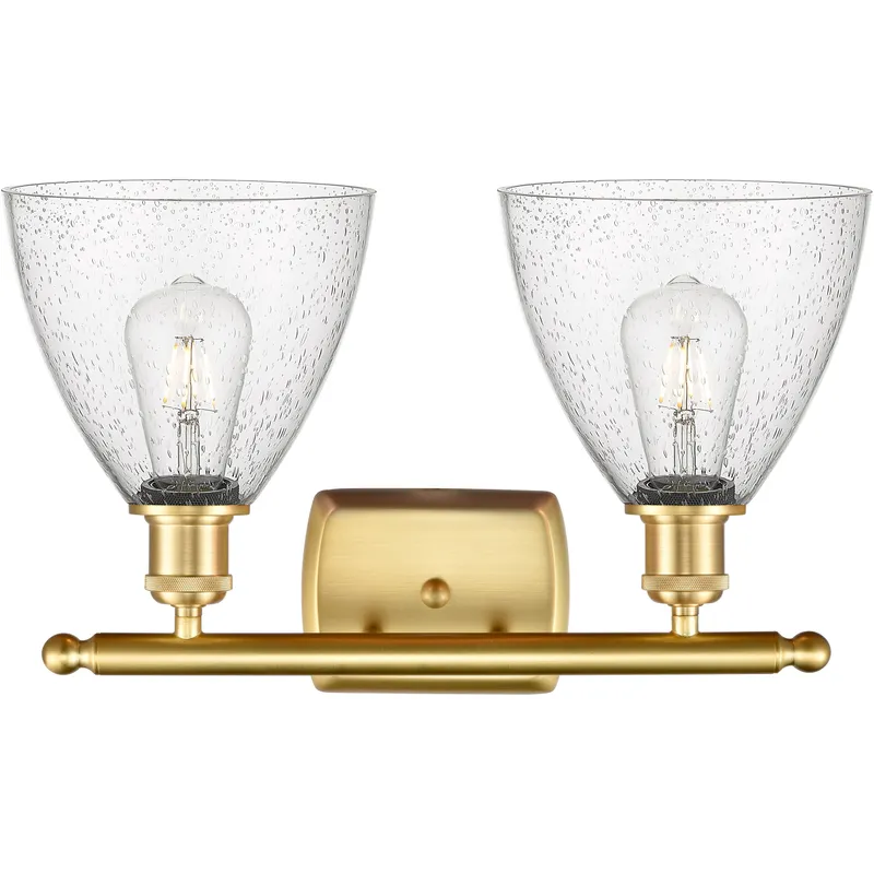 Ballston Ballston Dome LED 18 inch Satin Gold Bath Vanity Light Wall Light in Seedy Glass