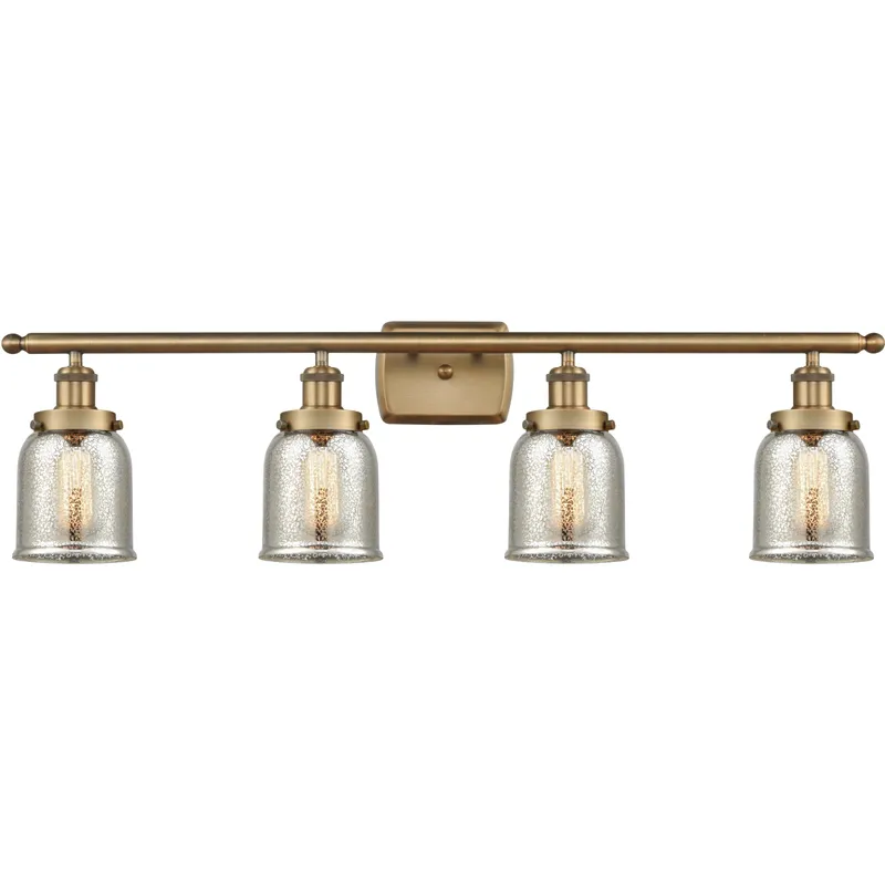 Ballston Urban Bell LED 36 inch Brushed Brass Bath Vanity Light Wall Light in Silver Plated Mercury Glass