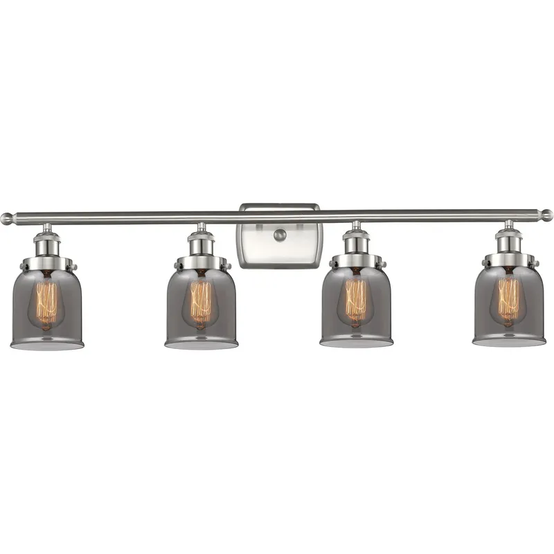 Ballston Small Bell LED 36 inch Brushed Satin Nickel Bath Vanity Light Wall Light in Light Smoke Glass, Ballston