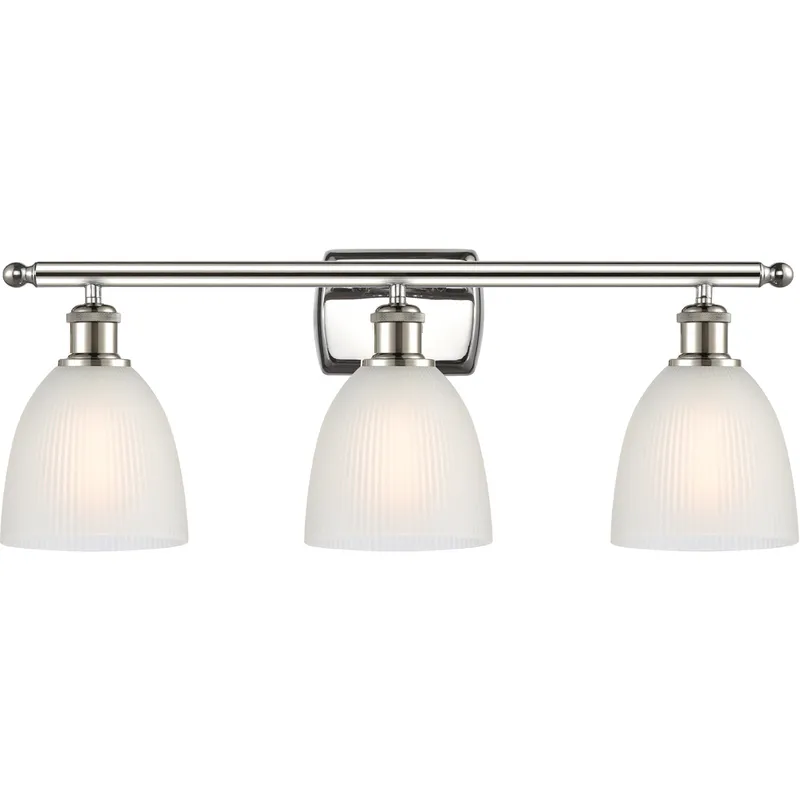 Ballston Castile 3 Light 26 inch Polished Nickel Bath Vanity Light Wall Light in White Glass, Ballston