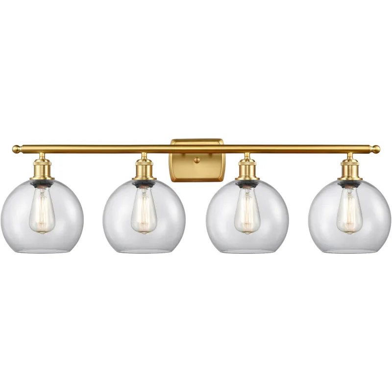 Ballston Athens LED 36 inch Satin Gold Bath Vanity Light Wall Light in Clear Glass, Ballston