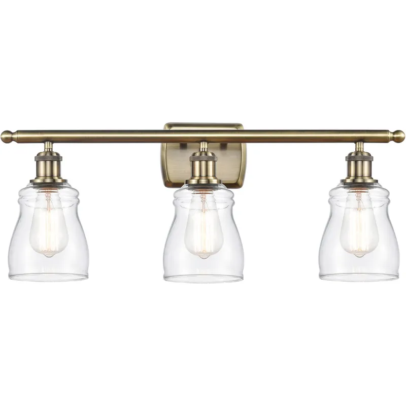 Ballston Ellery LED 26 inch Antique Brass Bath Vanity Light Wall Light in Clear Glass, Ballston