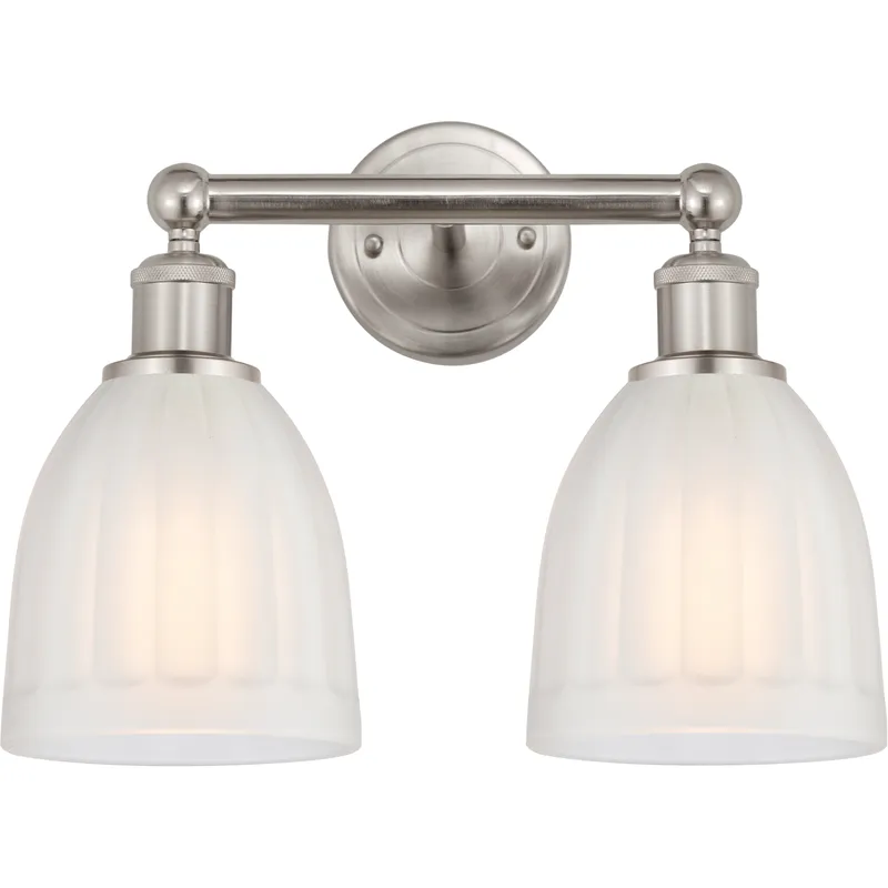 Edison Brookfield 2 Light 15 inch Brushed Satin Nickel Bath Vanity Light Wall Light in White