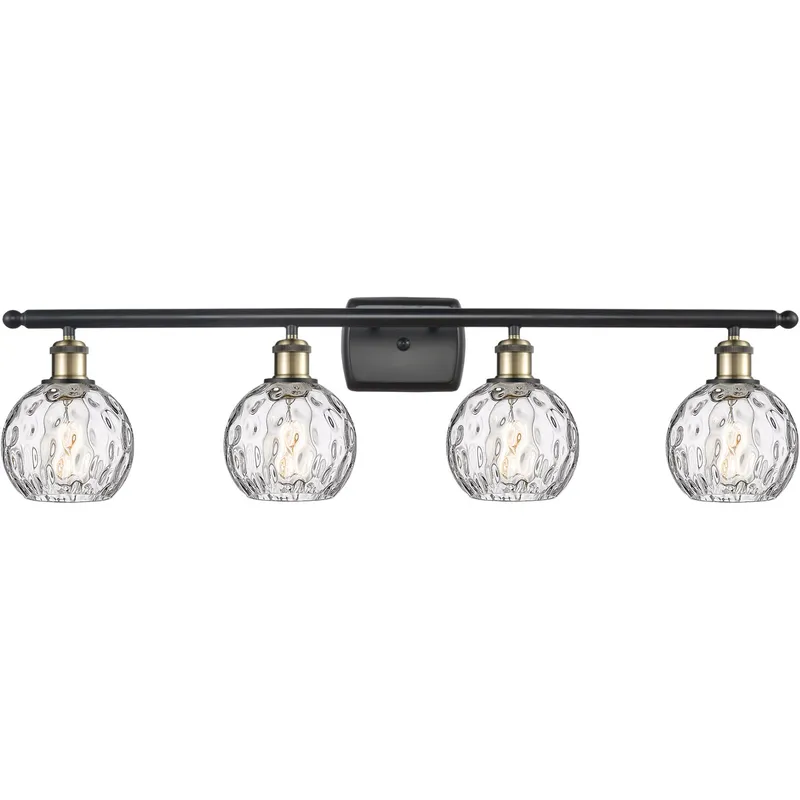 Ballston Athens Water Glass 4 Light 36 inch Black Antique Brass Bath Vanity Light Wall Light