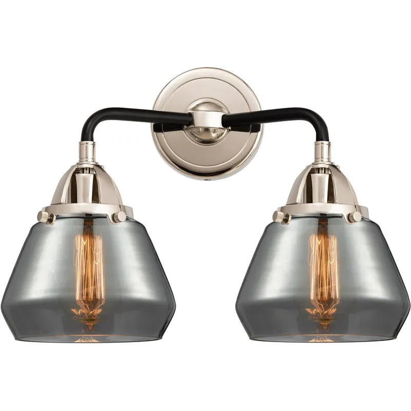 Nouveau 2 Fulton LED 14.75 inch Black Polished Nickel Bath Vanity Light Wall Light in Plated Smoke Glass