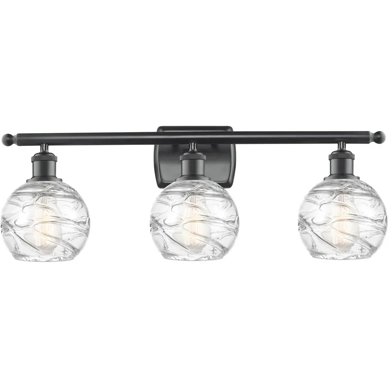 Ballston Small Deco Swirl 3 Light 26 inch Matte Black Bath Vanity Light Wall Light, Ballston