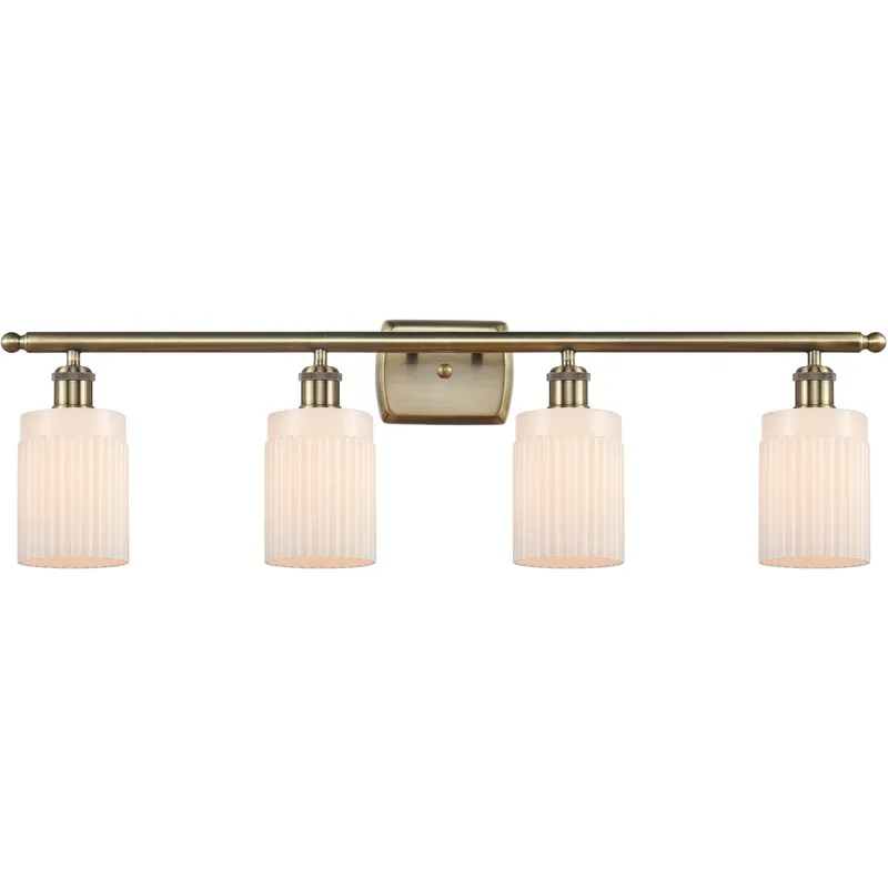 Ballston Hadley LED 36 inch Antique Brass Bath Vanity Light Wall Light in Matte White Glass, Ballston
