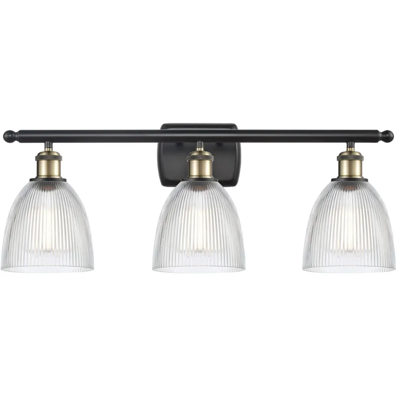 Ballston Castile 3 Light 26 inch Black Antique Brass Bath Vanity Light Wall Light in Clear Glass, Ballston