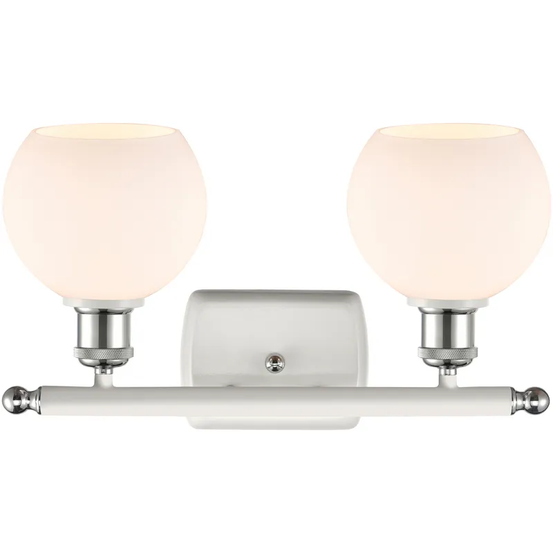 Ballston Athens 2 Light 16 inch White and Polished Chrome Bath Vanity Light Wall Light in Matte White Glass