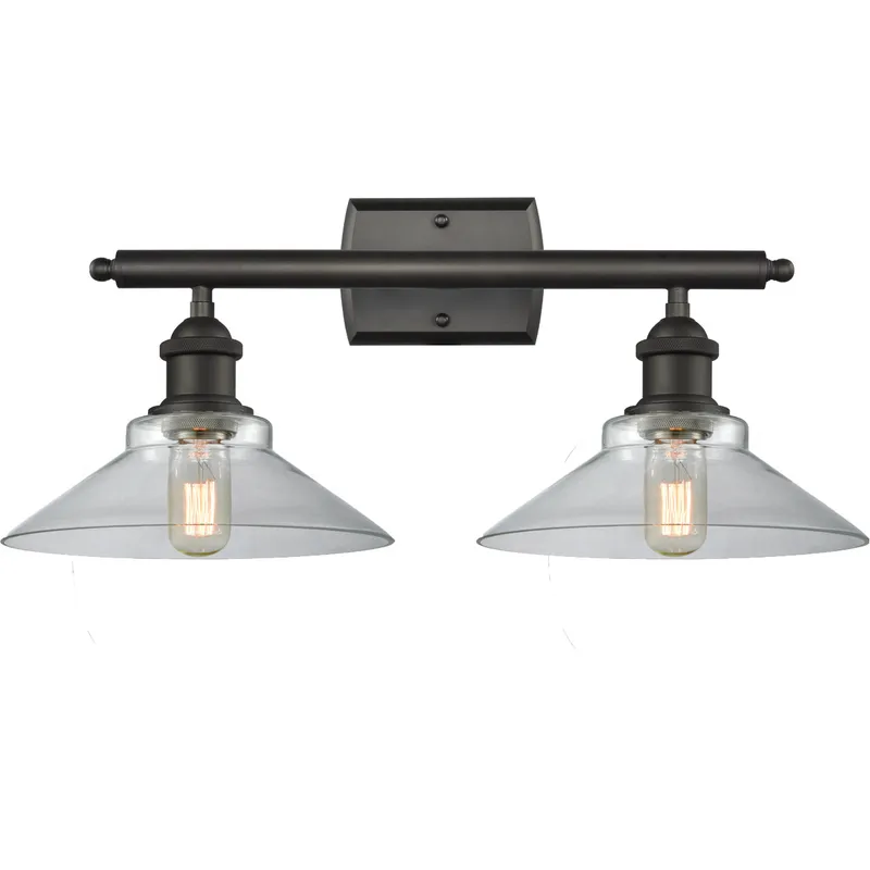 Ballston Orwell 2 Light 18 inch Oil Rubbed Bronze Bath Vanity Light Wall Light in Clear Glass, Ballston