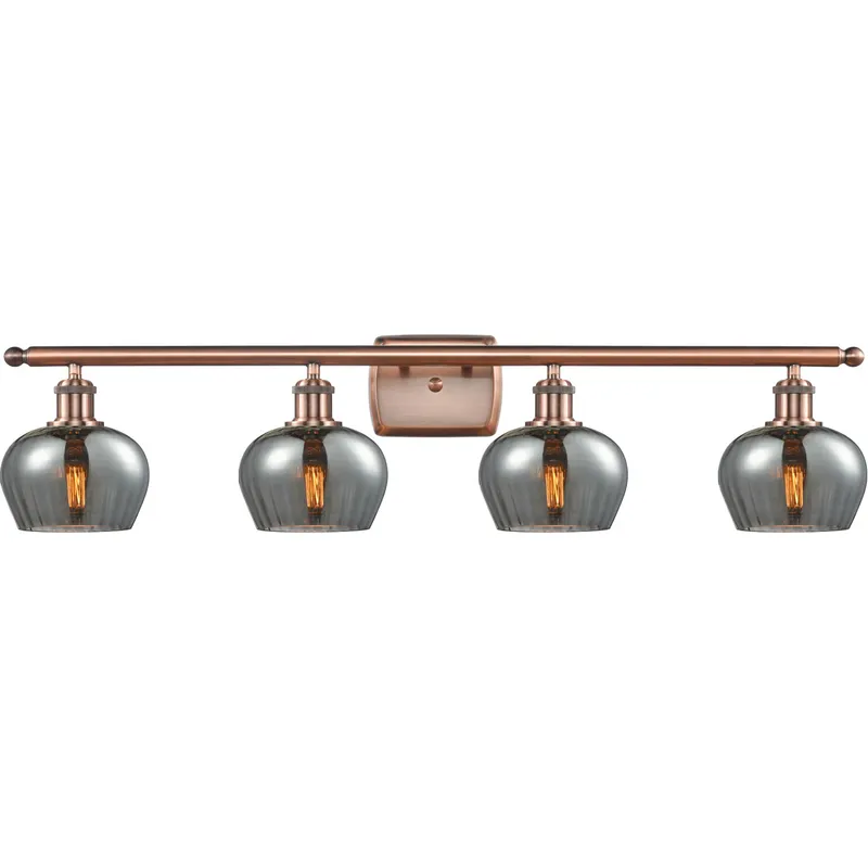 Ballston Fenton LED 36 inch Antique Copper Bath Vanity Light Wall Light in Plated Smoke Glass, Ballston