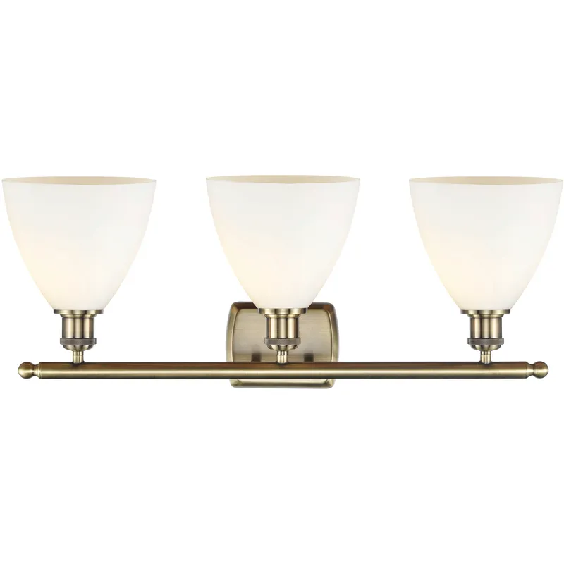 Ballston Ballston Dome LED 28 inch Antique Brass Bath Vanity Light Wall Light in Matte White Glass
