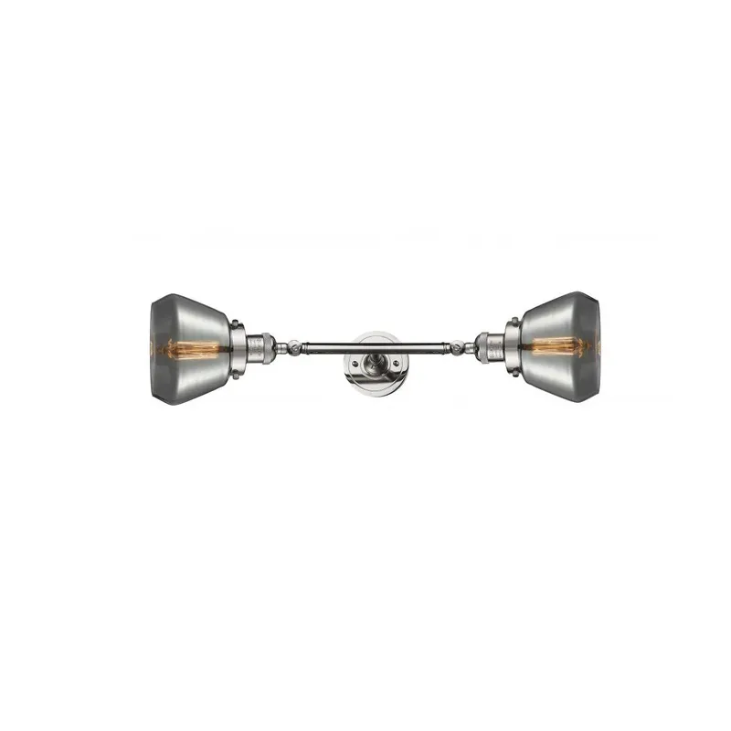 Franklin Restoration Fulton 2 Light 7 inch Polished Nickel Bath Vanity Light Wall Light in Plated Smoke Glass, Franklin Restoration