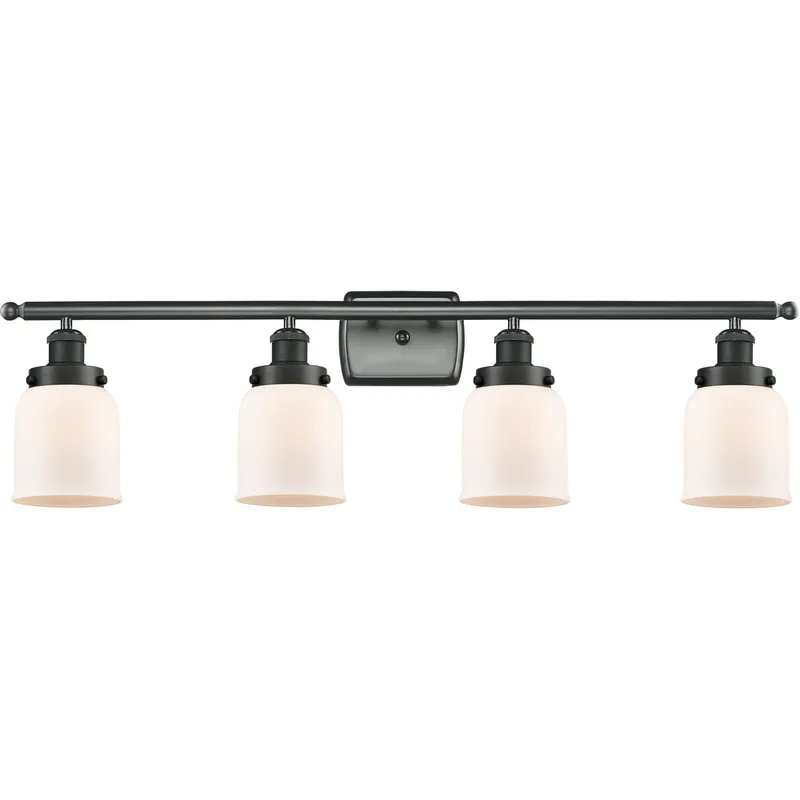 Ballston Small Bell LED 36 inch Matte Black Bath Vanity Light Wall Light in Matte White Glass, Ballston