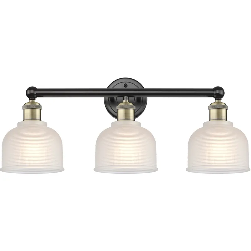 Dayton 3 Light 23.5 inch Black Antique Brass Bath Vanity Light Wall Light in White